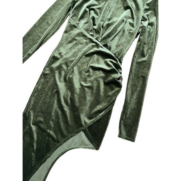 Ronny Kobo Valkyrie Dress In Junifer Olive Green High Slit Maxi Velvet Size XS - Picture 6 of 10